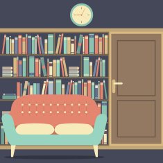 Reading Seat In Front Of A Huge Bookcase N2