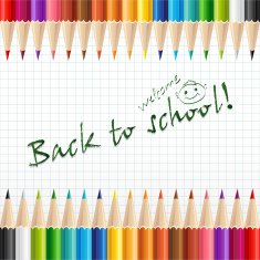 Welcome Back to school background or card with pencils