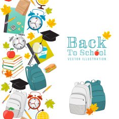 Back To School Supplies Background With Seamless pattern