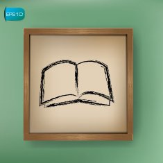 Book drawing sign on blackboard background vector