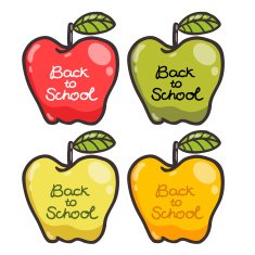 Cute cartoon apples Back to school illustration