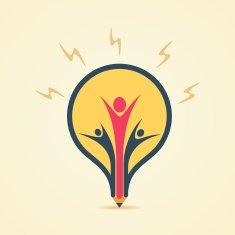 creative bulb shape pencil design with teamwork concept