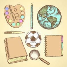 Sketch education set in vintage style