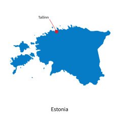 Detailed vector map of Estonia and capital city Tallinn