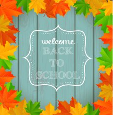 Chalkboard sign "back to school" on wooden background