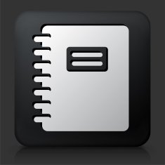 Black Square Button with Notebook Icon