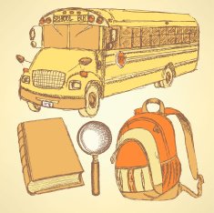 Sketch school bus zoom book and notebook