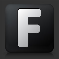 Black Square Button with Letter F