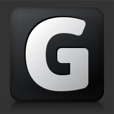 Black Square Button with Letter G