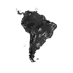 South America at night as engraving vector