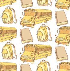 Sketch backpack book and school bus
