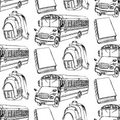 Sketch backpack book and school bus N2