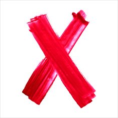 X - Red handwritten letter on white background Acrylic colors
