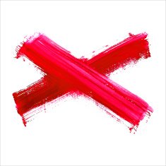 X - Red handwritten letter on white background Acrylic colors N2