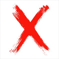 X - Red handwritten letter on white background Acrylic colors N3