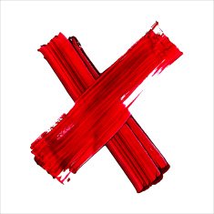 X - Red handwritten letter on white background Acrylic colors N4