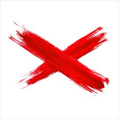 X - Red handwritten letter on white background Acrylic colors N5