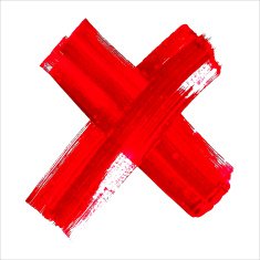 X - Red handwritten letter on white background Acrylic colors N7