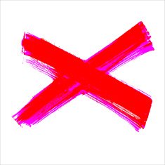 X - Red handwritten letter on white background Acrylic colors N8
