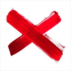 X - Red handwritten letter on white background Acrylic colors N11