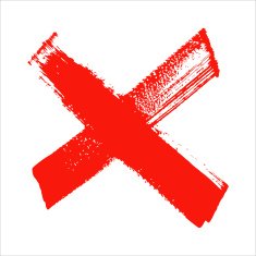 X - Red handwritten letter on white background Acrylic colors N12