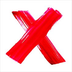 X - Red handwritten letter on white background Acrylic colors N13