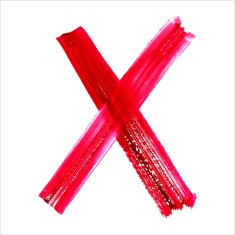X - Red handwritten letter on white background Acrylic colors N14