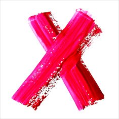 X - Red handwritten letter on white background Acrylic colors N15