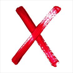 X - Red handwritten letter on white background Acrylic colors N16