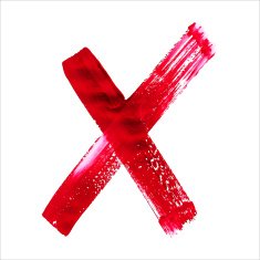 X - Red handwritten letter on white background Acrylic colors N17