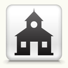 Square Button with school