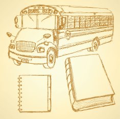 Sketch school bus book and notebook N2
