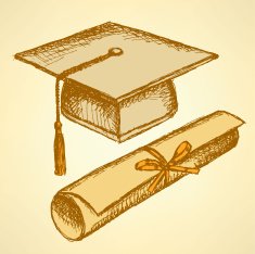 Sketch graduation hat and diploma N3