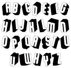 Geometric black and white 3d font