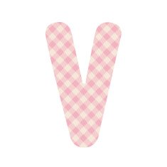 Pink squares pattern alphabet V