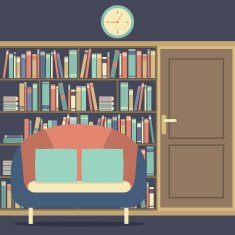 Reading Seat In Front Of A Huge Bookcase N3
