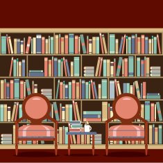 Reading Seats In Front Of A Bookcase