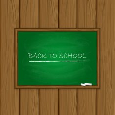 Green chalkboard on wooden background