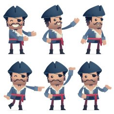set of pirate character in different poses N2