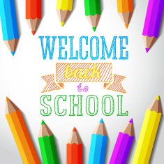 Welcome back to school hand-drawn greeting with color pencils