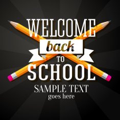 Welcome back to school greeting with two crossed pencils and