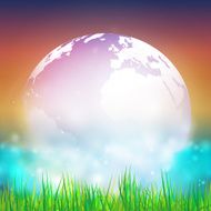 Abstract background of globe with grass vector illustration View at N2