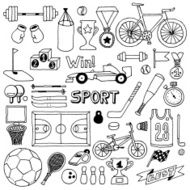 Sport doodle set Hand drawn vector illustration