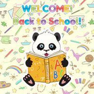 vector cute cartoon panda with book Back to school