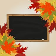 Maple leaves and black chalkboard