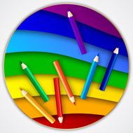 Vector abstract round rainbow circle with color pencils