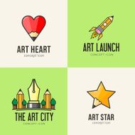 Set of art concept icons