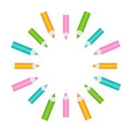 Pencil round frame Empty template Isolated