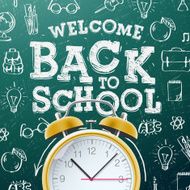 Back to school background with alarm clock N2