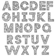 Hand drawing floral alphabet N2